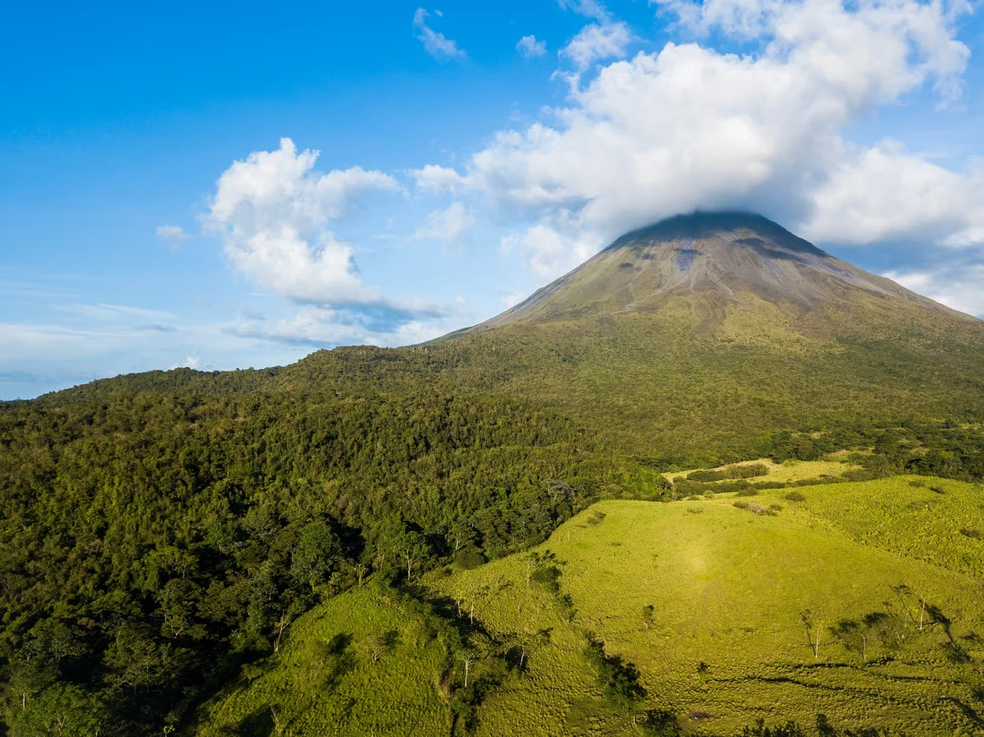 Aerial view of Arenal Volcano in Costa Rica
