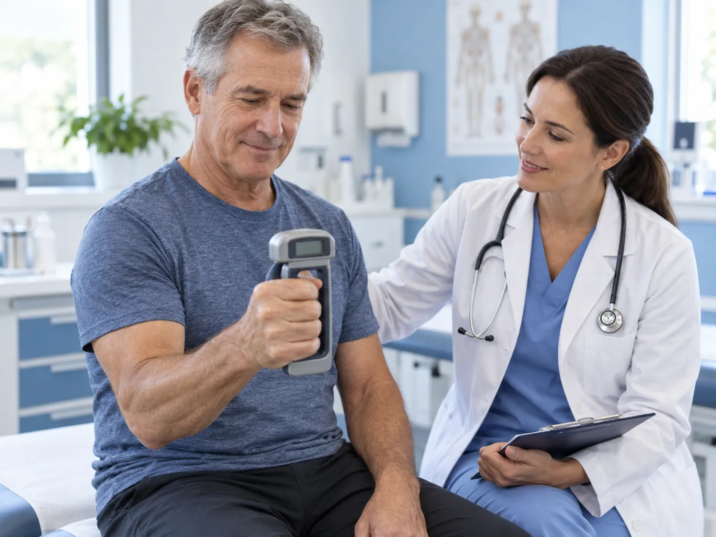 A patient completing a medically supervised strength assessment